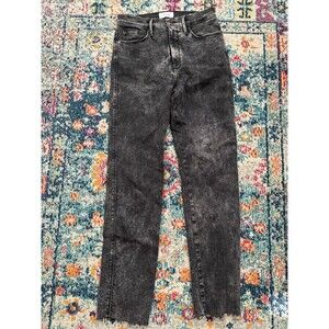 Frame Women's Le Sylvie Slender Straight Black Rockstar Jeans Size 29